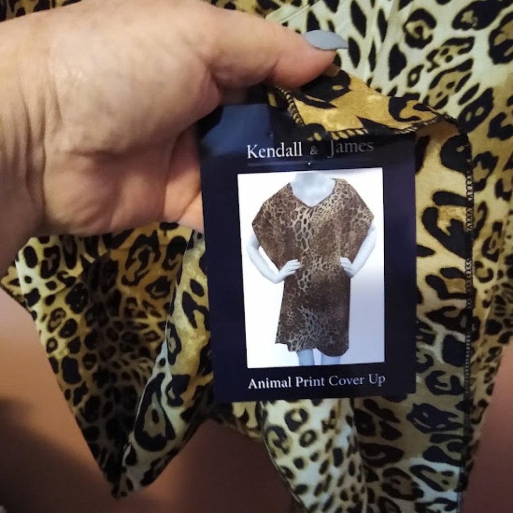FREE Brown & Blk Animal Print Kendall & James Cover-up Poncho One Size - Picture 9 of 13